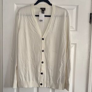 Men's Off White Cardigan Sweater